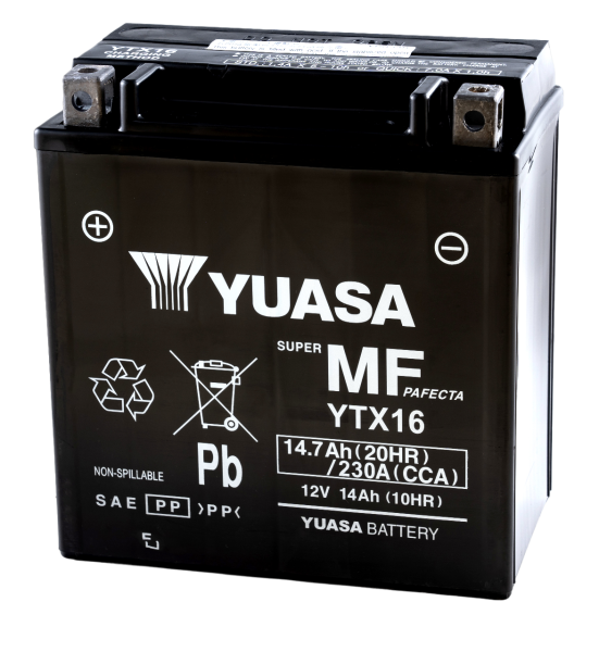 12V 14Ah 230A Yuasa YTX16 / YTX16-BS AGM Motorradbatterie