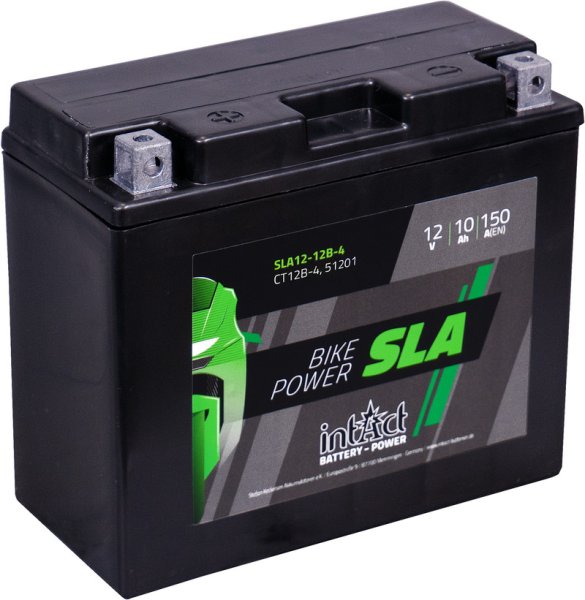 12V 10Ah 150A intAct Bike Power SLA Motorradbatterie SLA12-12B-4 CT12B-4