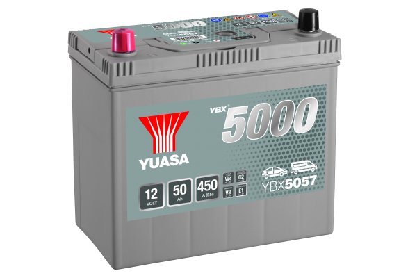 12V 50Ah 450A Yuasa YBX5057 JIS B24 Silver High Performance Autobatterie