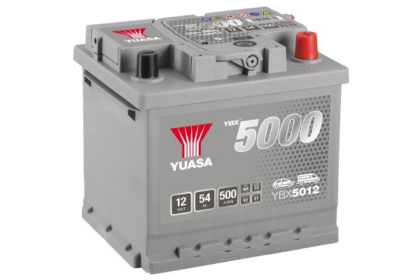 12V 54Ah 500A (EN) YBX 5000 Yuasa YBX5012 Silver High Performance Batterie