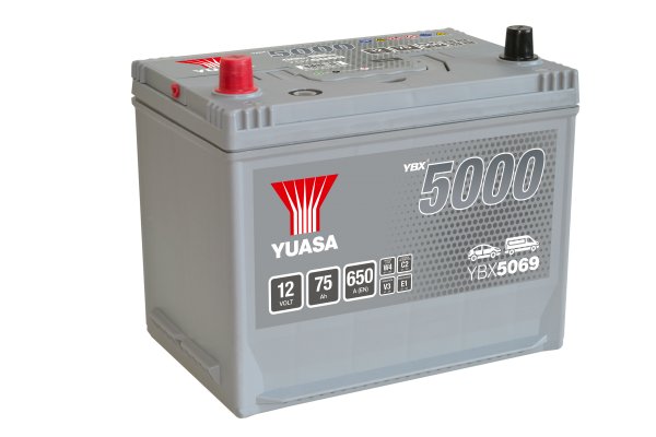 12V 75Ah 650A (EN) YBX 5000 Yuasa YBX5069 Silver High Performance Batterie