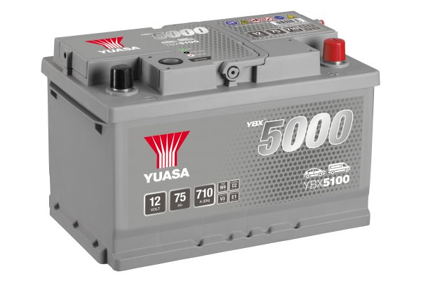 12V 75Ah 710A (EN) YBX 5000 Yuasa YBX5100 Silver High Performance Batterie