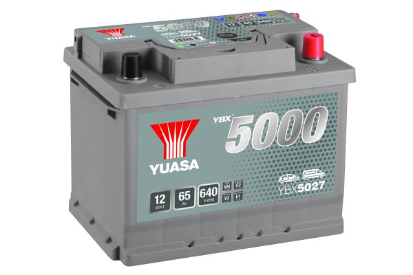 12V 65Ah 640A (EN) YBX 5000 Yuasa YBX5027 Silver High Performance Batterie
