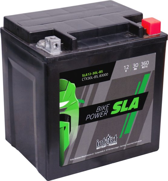 12V 30Ah 360A intAct Bike Power SLA Motorradbatterie SLA12-30L-BS 83000 CTX30L-BS