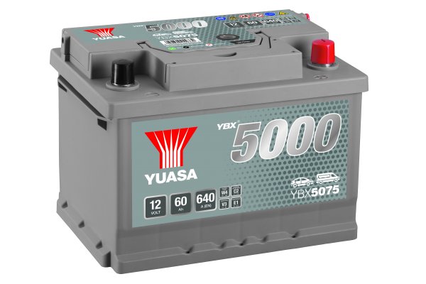 12V 60Ah 640A (EN) YBX 5000 Yuasa YBX5075 Silver High Performance Batterie