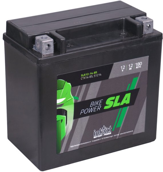 12V 12Ah 180A intAct Bike Power SLA Motorradbatterie SLA12-14-BS CTX14-BS 51214