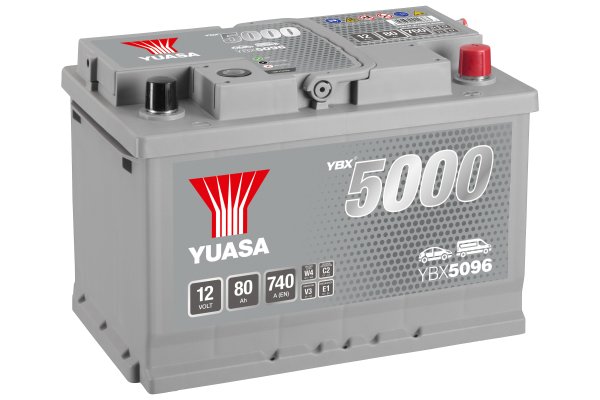 12V 80Ah 740A (EN) YBX 5000 Yuasa YBX5096 Silver High Performance Batterie