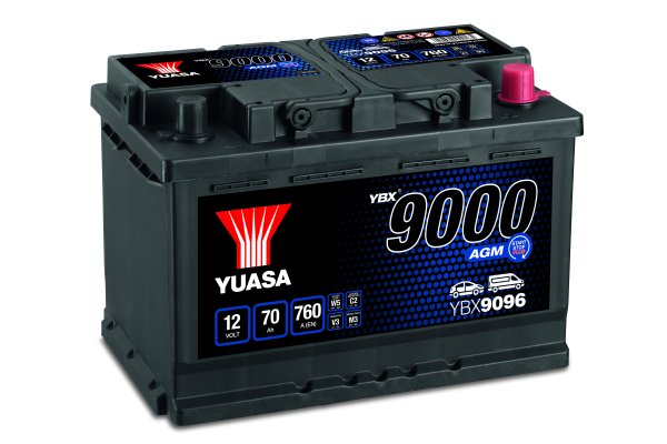 12V 70Ah 760A (EN) YBX9096 Yuasa YBX9000 AGM Start Stop Plus AGM Starterbatterie