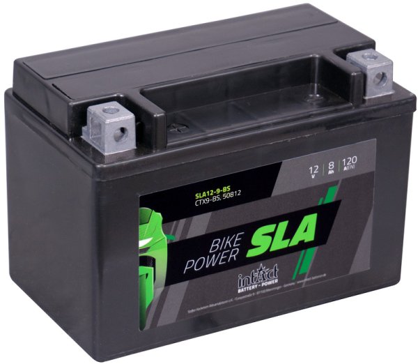 12V 8Ah 120A intAct Bike Power SLA Motorradbatterie SLA12-9-BS CTX9-BS 50812